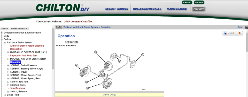 image of chiltondiy online repair manual page